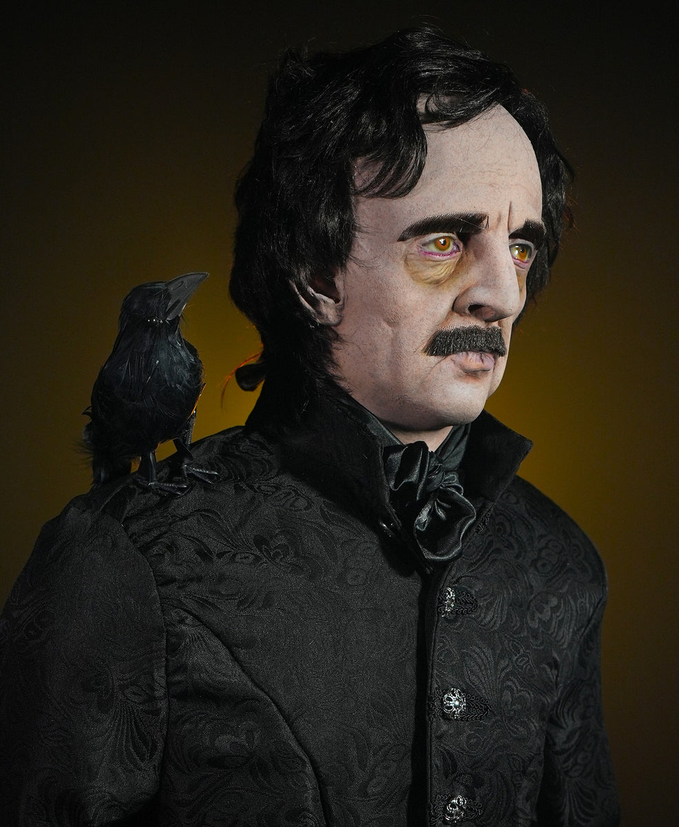 Edgar Allan Poe Standing Prop Display with Raven | Life Sized for