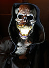 Grim reaper animatronic opens its scary mouth and blasts air and light
