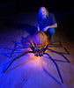 Jack Widow Halloween spider prop with creator Ed Edmunds of Distortions Unlimited. Next to Ed shows how giant the spider prop is.