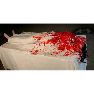 Wake Up Dead Halloween prop with blood soaked sheet