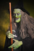 Witches Brew wicked Halloween witch animated prop face with broom and smoking cauldron