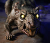 Scary giant rat prop face with glowing eyes