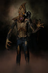 Scarecrow wrath Halloween scarecrow decoration stands large in mist