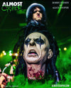 Officially licensed Alice Cooper Guillotine Head by Distortions. Photo of Almost Cooper using the head.