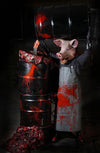 Butcher Barrel Shock bloody scare with pig head and bloody barrels
