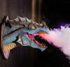 Dragon Legend blue dragon bust blowing smoke. This mounted dragon head prop can be hung on the wall of home, office or themed event.