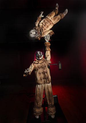 Creep Show scary clowns animatronic with two creepy clowns balancing