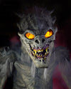 Demon Fury animatronic demon haunted house prop with glowing yellow eyes