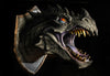 Dragon Head Wall Mount Prop in black with dramatic lighting
