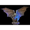 Gargoyle animated prop spreads its wings and mouth fogs