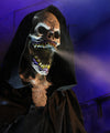 Halloween animatronic called Grim Death sprays air from it skeleton face