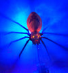 Jack Widow Halloween pumpkin spiders hang in the blue, creepy fog