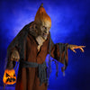 Best Pumpkin Witch Halloween Prop in spooky scene holds a jack o lantern.