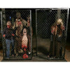 Animated zombie props behind moving fence